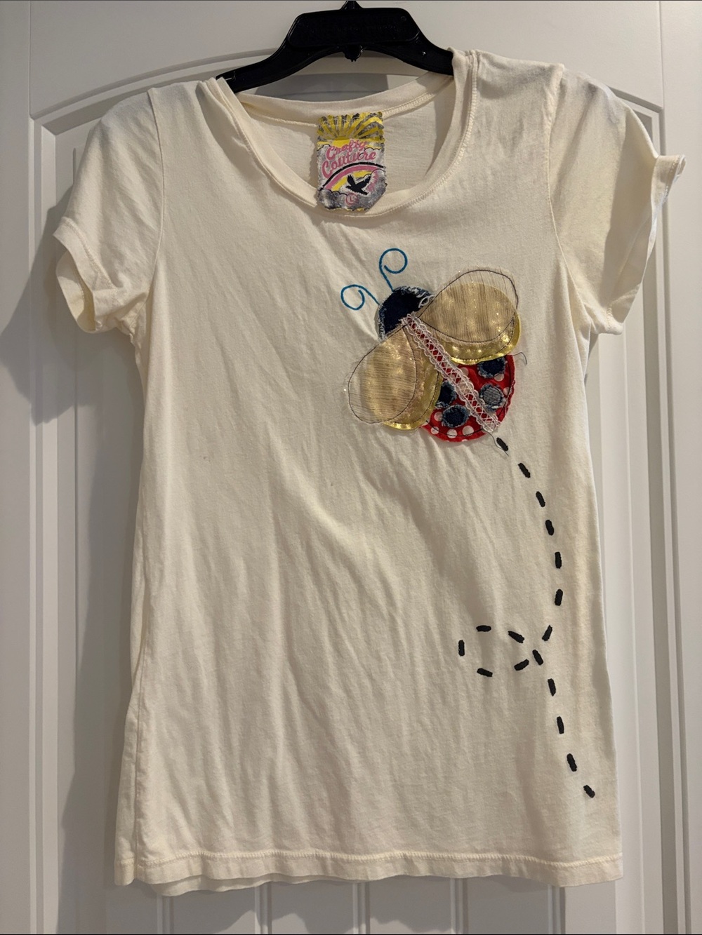 Crafty Couture Cream Tee with Bee Appliqué